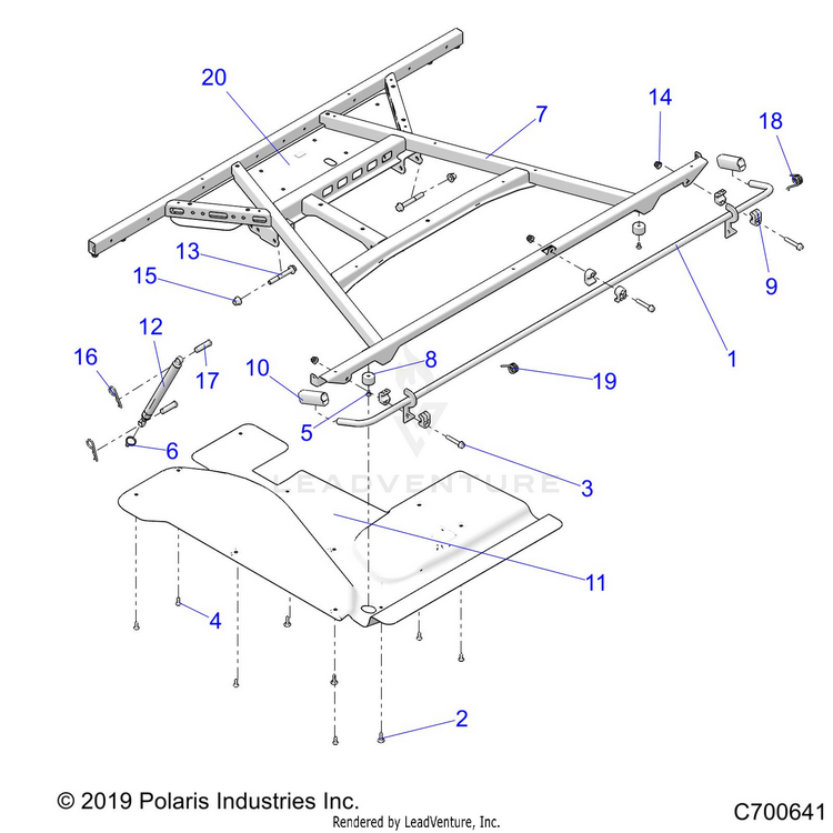 An Image of a Genuine Polaris Parts Schematic Diagram showing the schematic - BODY: BOX MOUNTING - 2020 POLARIS RANGER XP 1000 NORTHSTAR ULTIMATE