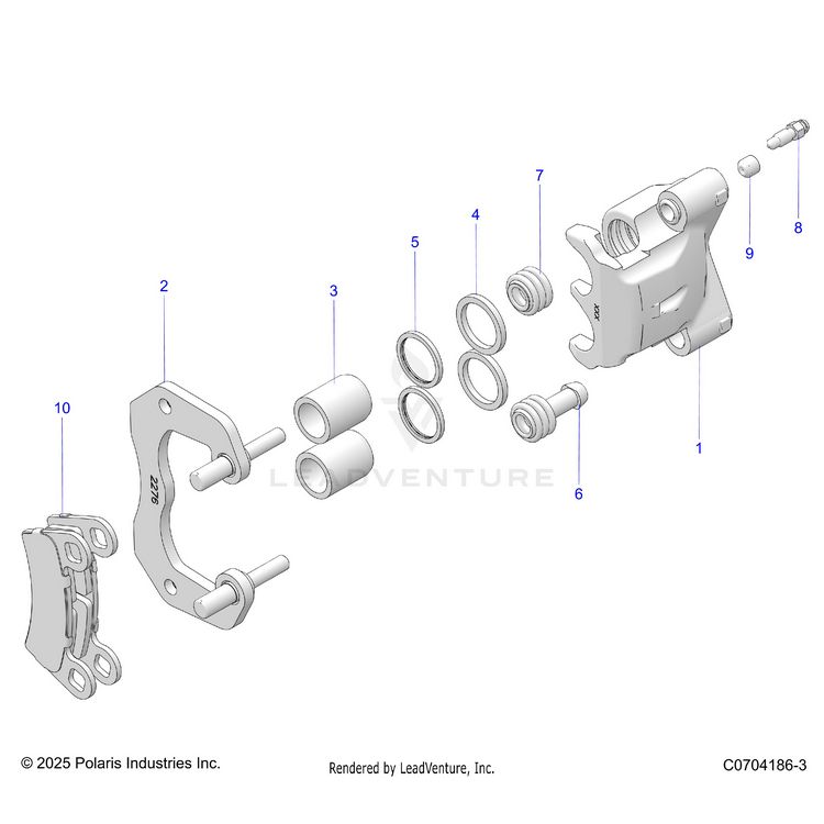An Image of a Genuine Polaris Parts Schematic Diagram showing the schematic - BRAKES: REAR CALIPER - 2026 POLARIS GENERAL 1000 PREMIUM