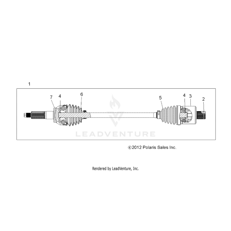 An Image of a Genuine Polaris Parts Schematic Diagram showing the schematic - DRIVE TRAIN: REAR DRIVE SHAFT - 2015 POLARIS RANGER 570 FULL SIZE