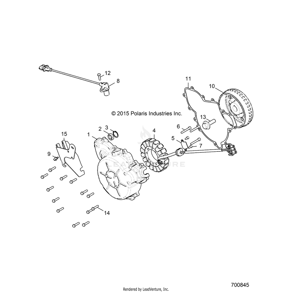 An Image of a Genuine Polaris Parts Schematic Diagram showing the schematic - ENGINE: STATOR AND FLYWHEEL - 2016 POLARIS GENERAL 1000 EPS