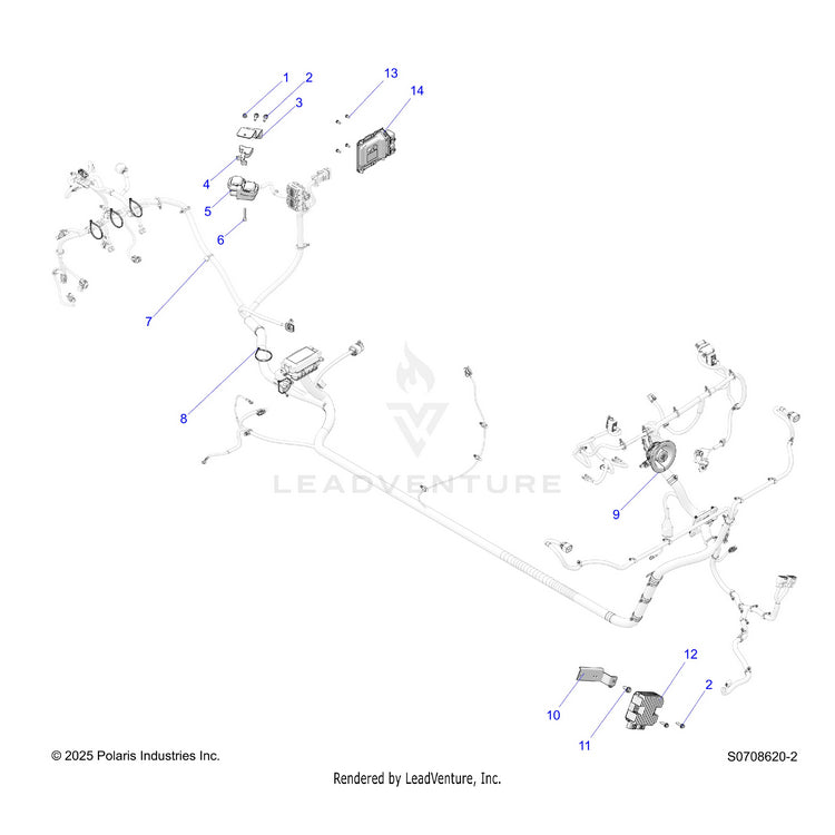 An Image of a Genuine Polaris Parts Schematic Diagram showing the schematic - ELECTRICAL: HARNESS COMPONENTS - 2026 POLARIS RANGER 1000 CREW