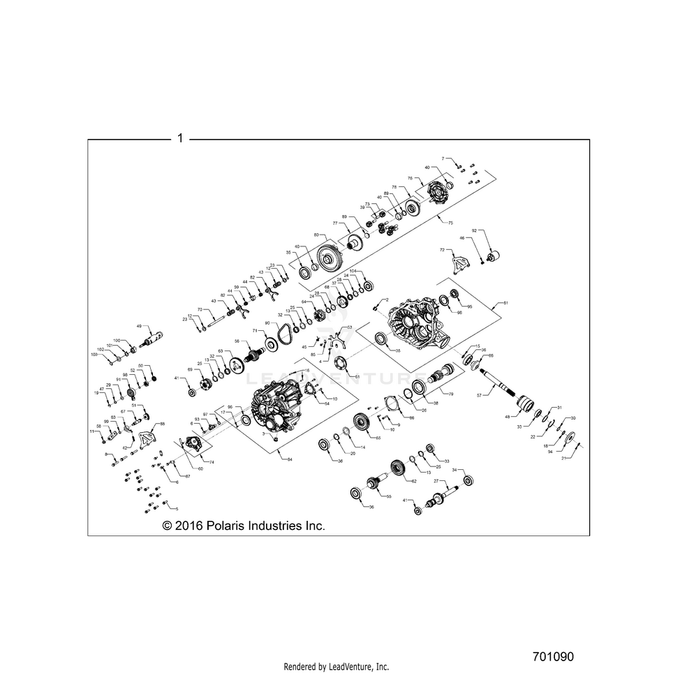 An Image of a Genuine Polaris Parts Schematic Diagram showing the schematic - DRIVE TRAIN: MAIN GEARCASE INTERNALS - 2017 POLARIS GENERAL 1000 EPS