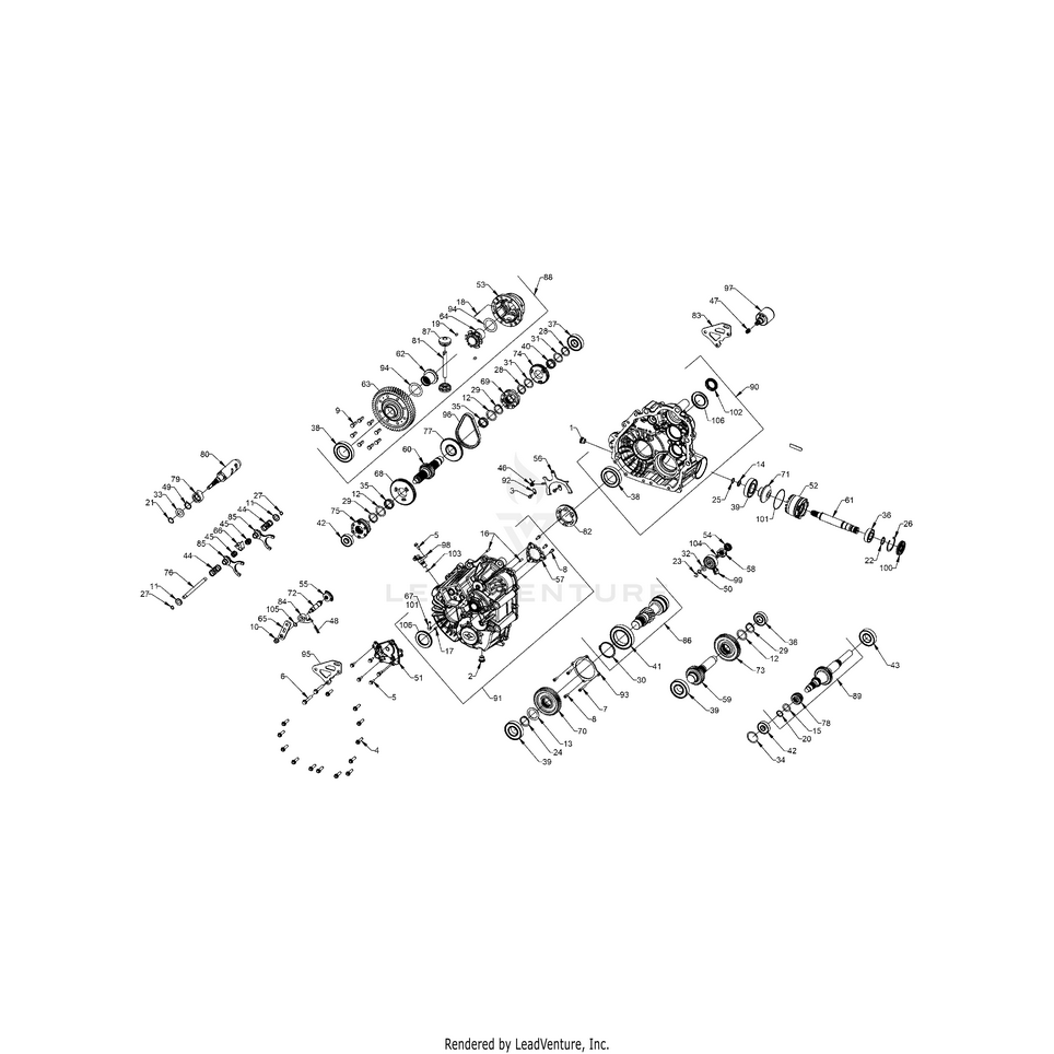An Image of a Genuine Polaris Parts Schematic Diagram showing the schematic - DRIVE TRAIN: MAIN GEARCASE INTERNALS - 2019 POLARIS RANGER XP 1000 EPS NORTHSTAR RIDE COMMAND