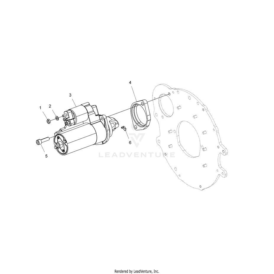 An Image of a Genuine Polaris Parts Schematic Diagram showing the schematic - ENGINE: STARTER MOTOR - 2015 POLARIS RANGER CREW 1000 DIESEL