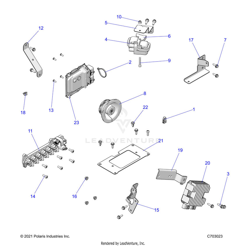 An Image of a Genuine Polaris Parts Schematic Diagram showing the schematic - ELECTRICAL: WIRE HARNESS COMPONANTS - 2022 POLARIS RANGER CREW XP 1000 WATERFOWL EVAP