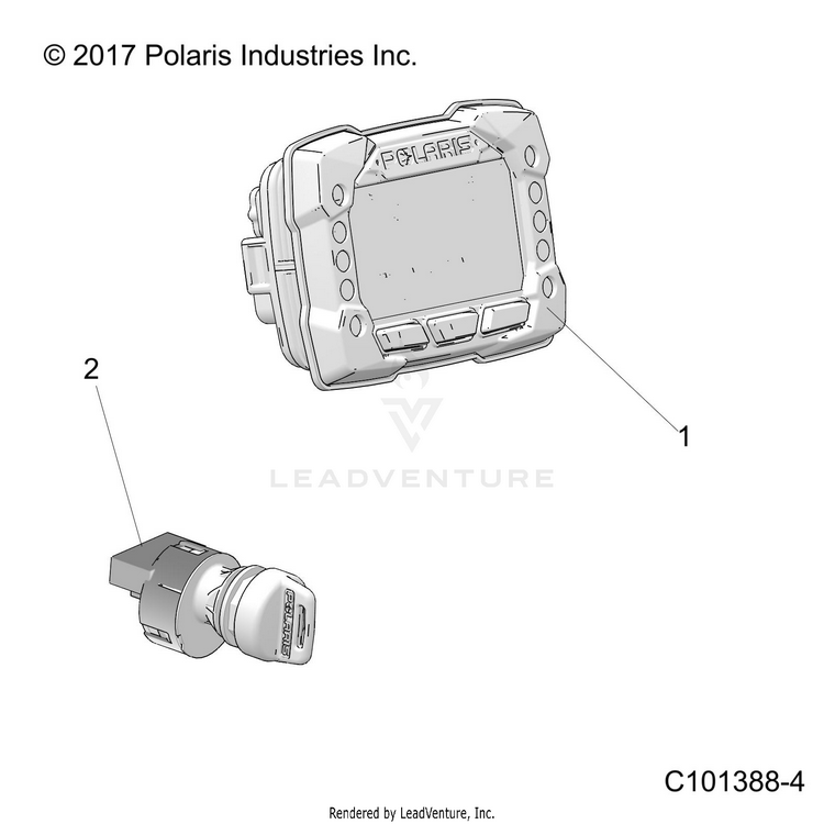 An Image of a Genuine Polaris Parts Schematic Diagram showing the schematic - ELECTRICAL: DASH CONTROLS - 2018 POLARIS RANGER 150 EFI
