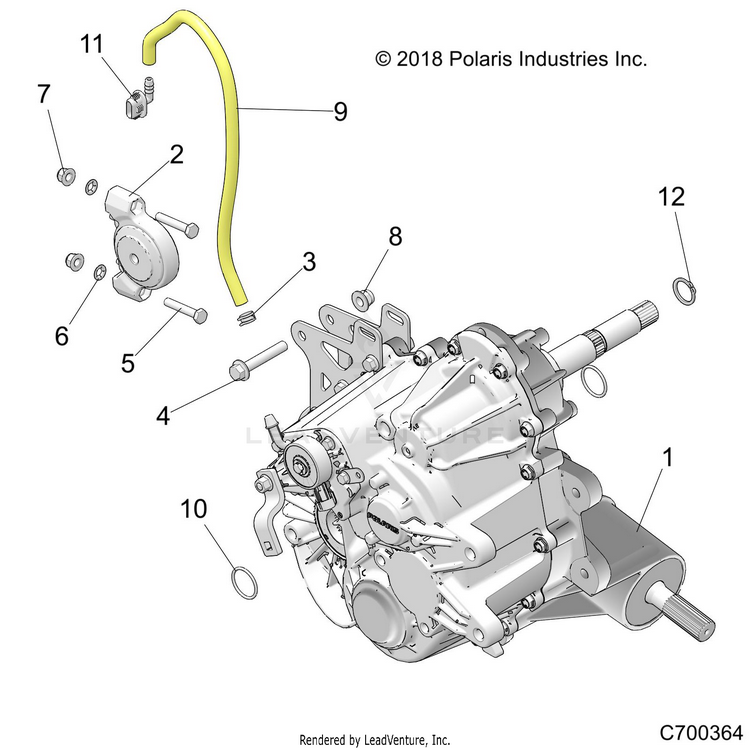 An Image of a Genuine Polaris Parts Schematic Diagram showing the schematic - DRIVE TRAIN: MAIN GEARCASE MOUNTING - 2019 POLARIS RANGER CREW XP 1000 EPS