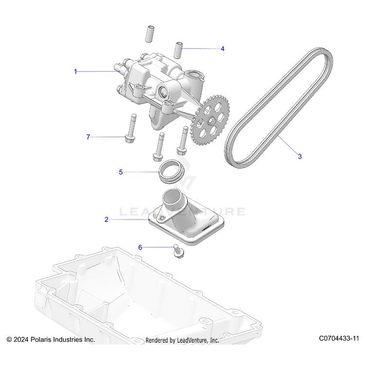 An Image of a Genuine Polaris Parts Schematic Diagram showing the schematic - ENGINE: OIL PUMP - 2024 POLARIS XPEDITION XP NORTHSTAR