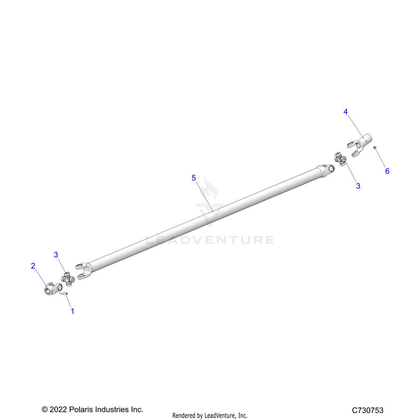 An Image of a Genuine Polaris Parts Schematic Diagram showing the schematic - DRIVE TRAIN: FRONT PROP SHAFT - 2024 POLARIS RANGER 570 FULL SIZE