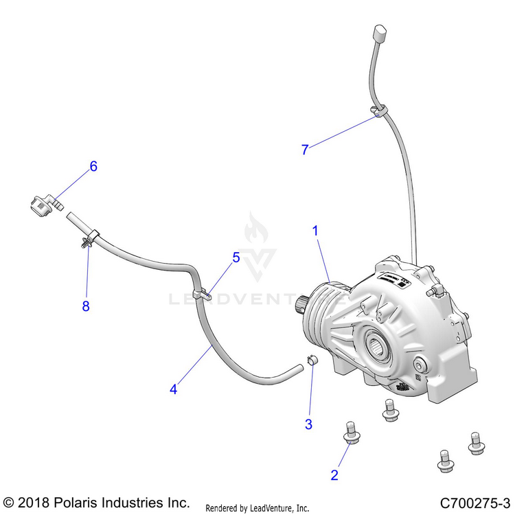 An Image of a Genuine Polaris Parts Schematic Diagram showing the schematic - DRIVE TRAIN: FRONT GEARCASE MOUNTING - 2021 POLARIS GENERAL 4 1000 DELUXE