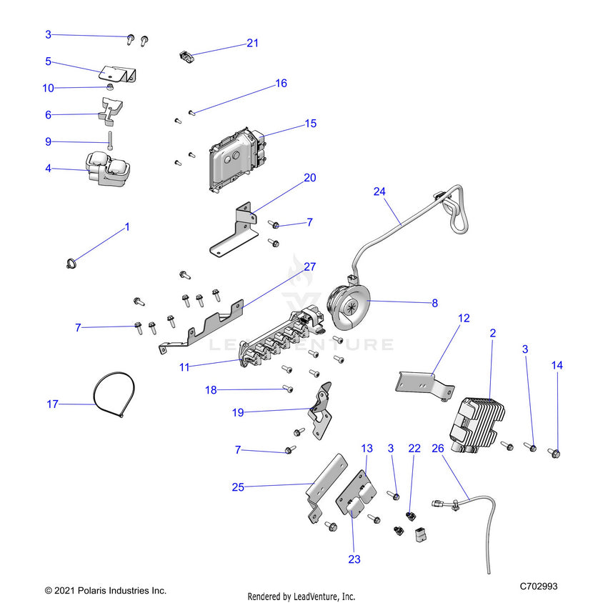 An Image of a Genuine Polaris Parts Schematic Diagram showing the schematic - ELECTRICAL: WIRE HARNESS COMPONENTS - 2022 POLARIS RANGER XP 1000 BIG GAME EVAP