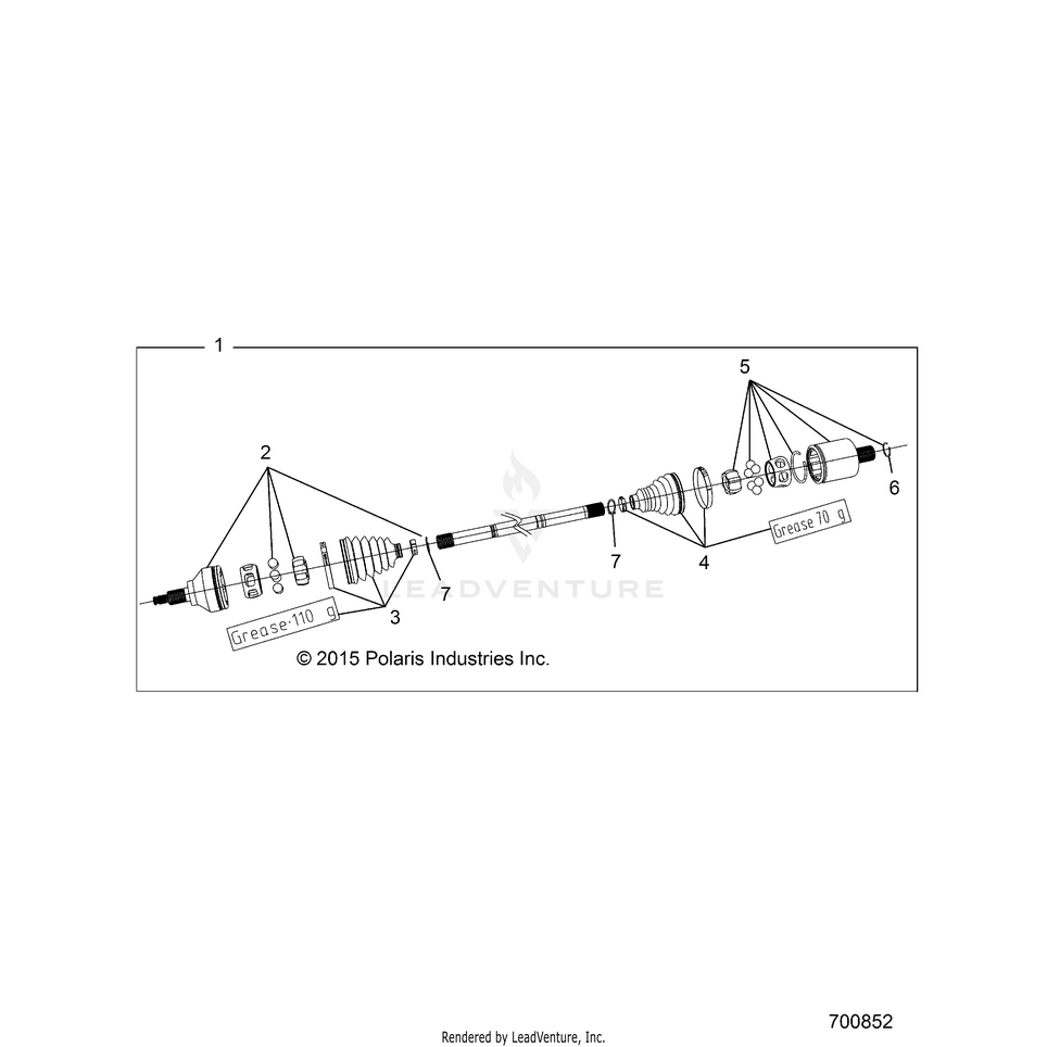 An Image of a Genuine Polaris Parts Schematic Diagram showing the schematic - DRIVE TRAIN: FRONT HALF SHAFT - 2017 POLARIS RANGER CREW XP 1000 EPS