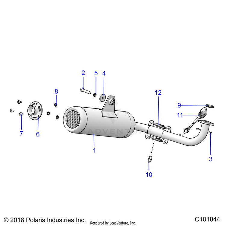 An Image of a Genuine Polaris Parts Schematic Diagram showing the schematic - ENGINE: EXHAUST SYSTEM EVAP - 2021 POLARIS RANGER 150 EFI