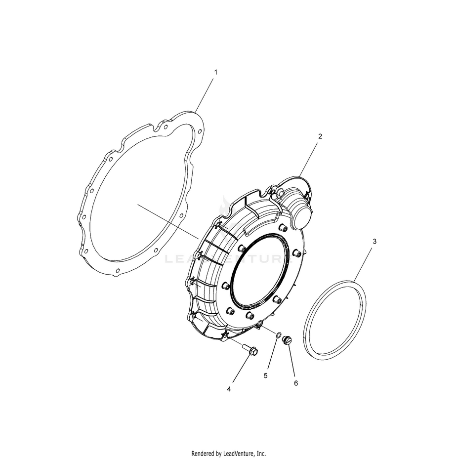 An Image of a Genuine Polaris Parts Schematic Diagram showing the schematic - ENGINE: FLYWHEEL COVER - 2017 POLARIS RANGER CREW 1000 DIESEL