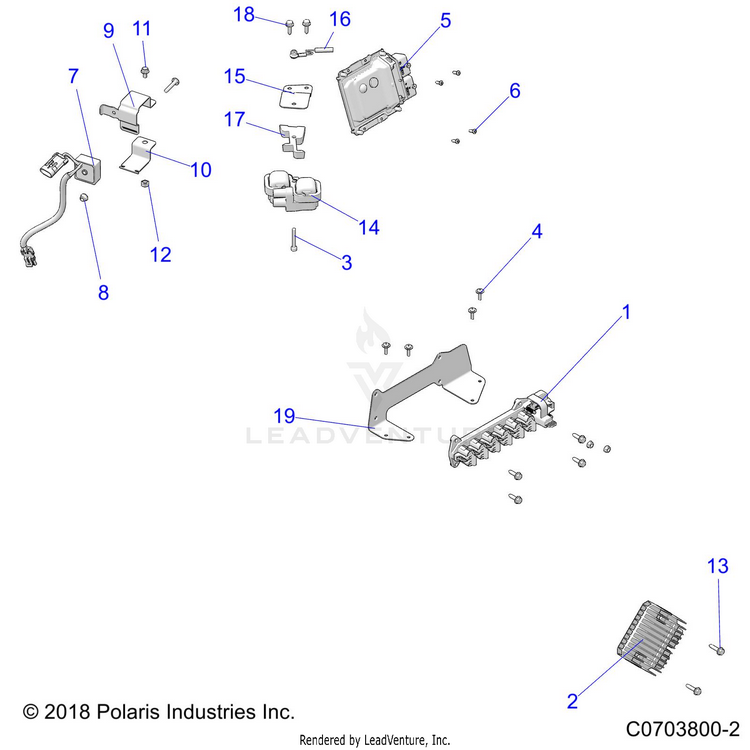 An Image of a Genuine Polaris Parts Schematic Diagram showing the schematic - ELECTRICAL: COMPONENTS AND OPTIONS - 2020 POLARIS GENERAL 1000 DELUXE EPS