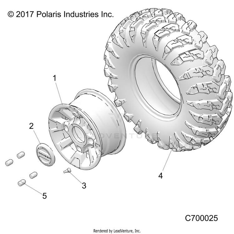 An Image of a Genuine Polaris Parts Schematic Diagram showing the schematic - OPTION: RG MACHINED BLACK. ALUMINUM FRONT wheels - 2020 POLARIS RANGER XP 1000 FACTORY CHOICE