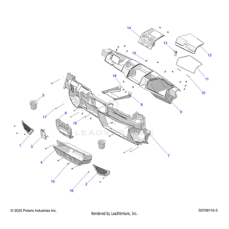 An Image of a Genuine Polaris Parts Schematic Diagram showing the schematic - BODY: DASH PREMIUM UNITS - 2026 POLARIS RANGER 1000 EPS