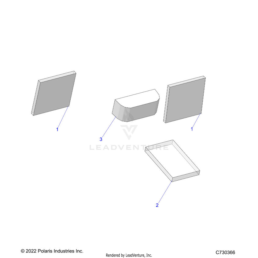 An Image of a Genuine Polaris Parts Schematic Diagram showing the schematic - BODY: FOAM - 2024 POLARIS RANGER EV FULL SIZE PREMIUM
