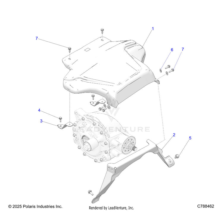 An Image of a Genuine Polaris Parts Schematic Diagram showing the schematic - DRIVE TRAIN: HEAT SHIELDS - 2026 POLARIS RANGER XD 1500 NORTHSTAR CREW