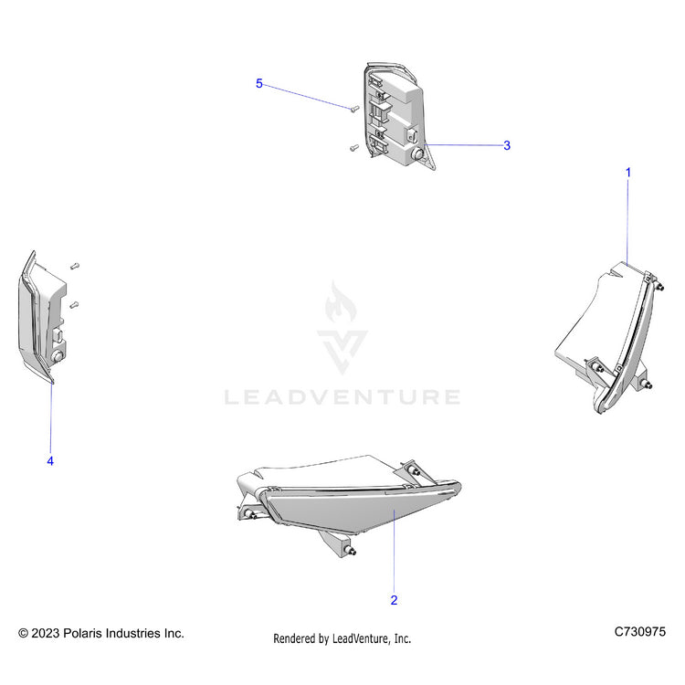 An Image of a Genuine Polaris Parts Schematic Diagram showing the schematic - ELECTRICAL: HEADLIGHTS & TAILLIGHTS - 2024 POLARIS RANGER XD 1500 NORTHSTAR CREW