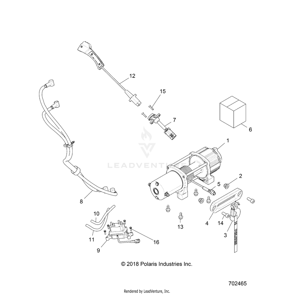 An Image of a Genuine Polaris Parts Schematic Diagram showing the schematic - BODY: WINCH - 2021 POLARIS RANGER XP 1000 HIGH LIFTER