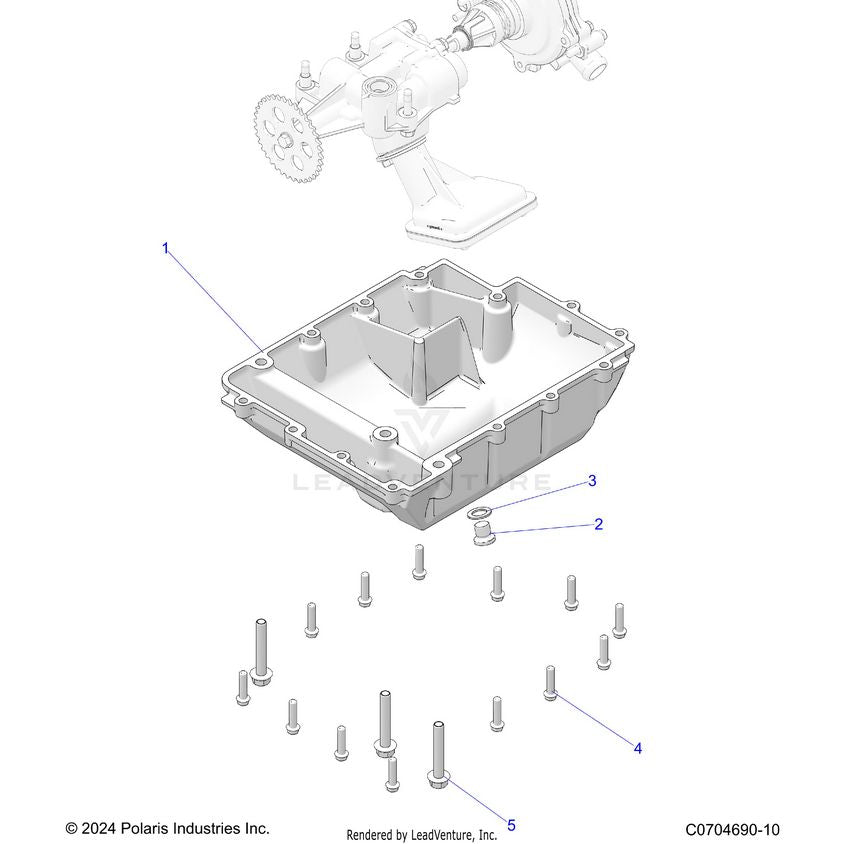 An Image of a Genuine Polaris Parts Schematic Diagram showing the schematic - ENGINE: OIL PUMP COVER - 2024 POLARIS XPEDITION ADV 5 ULTIMATE
