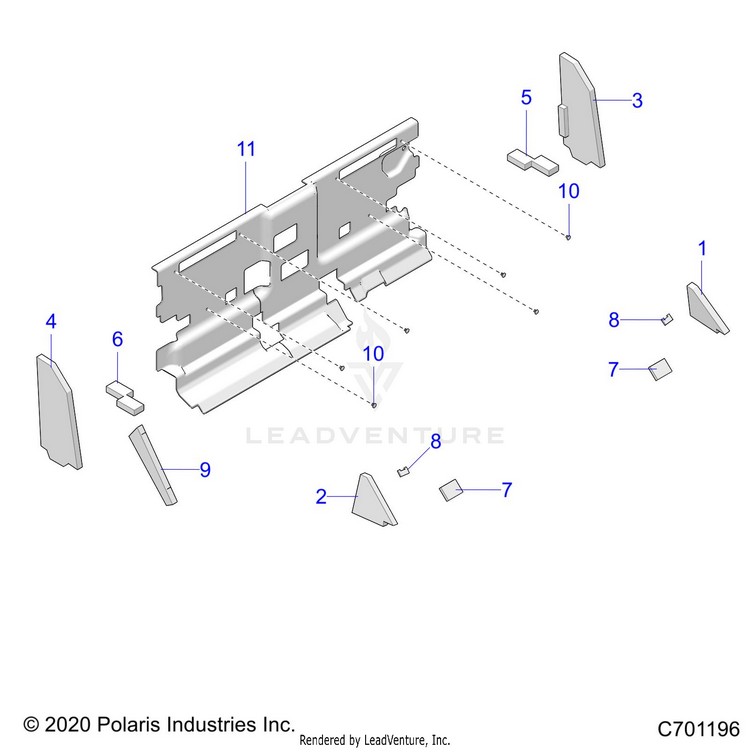 An Image of a Genuine Polaris Parts Schematic Diagram showing the schematic - BODY: CAB FOAM & REAR PANEL - 2021 POLARIS RANGER CREW XP 1000 NORTHSTAR ULTIMATE