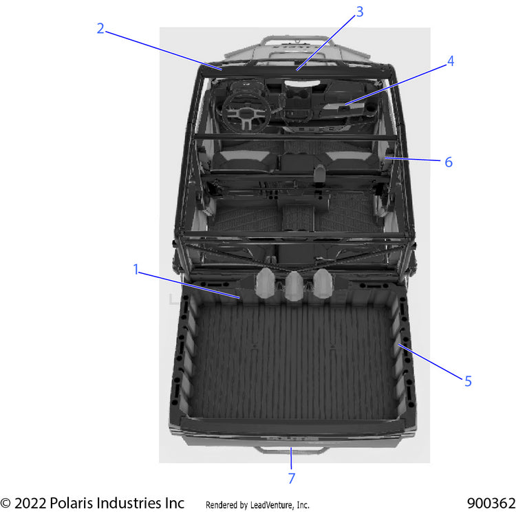 An Image of a Genuine Polaris Parts Schematic Diagram showing the schematic - BODY: DECALS GENERAL - 2022 POLARIS RANGER CREW XP 1000 HIGH LIFTER