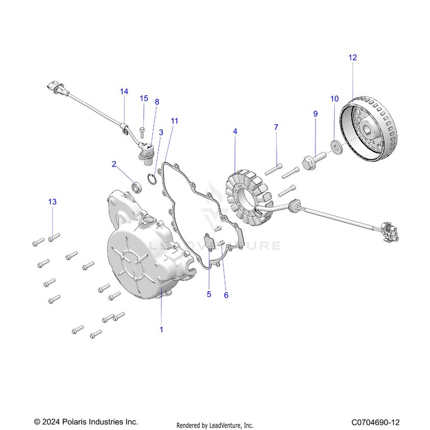 An Image of a Genuine Polaris Parts Schematic Diagram showing the schematic - ENGINE: STATOR AND FLYWHEEL - 2024 POLARIS XPEDITION XP5 ULTIMATE