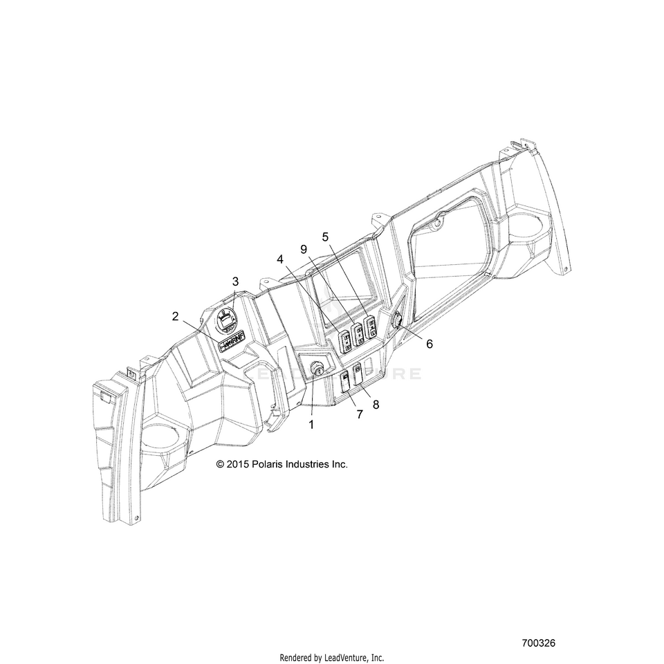 An Image of a Genuine Polaris Parts Schematic Diagram showing the schematic - ELECTRICAL: DASH INSTRUMENTS & CONTROLS - 2016 POLARIS RANGER EV