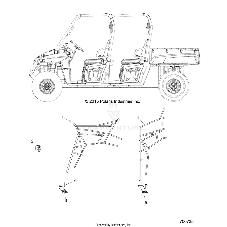 An Image of a Genuine Polaris Parts Schematic Diagram showing the schematic - BODY: SIDE NETS - 2017 POLARIS RANGER CREW 570 FULL SIZE