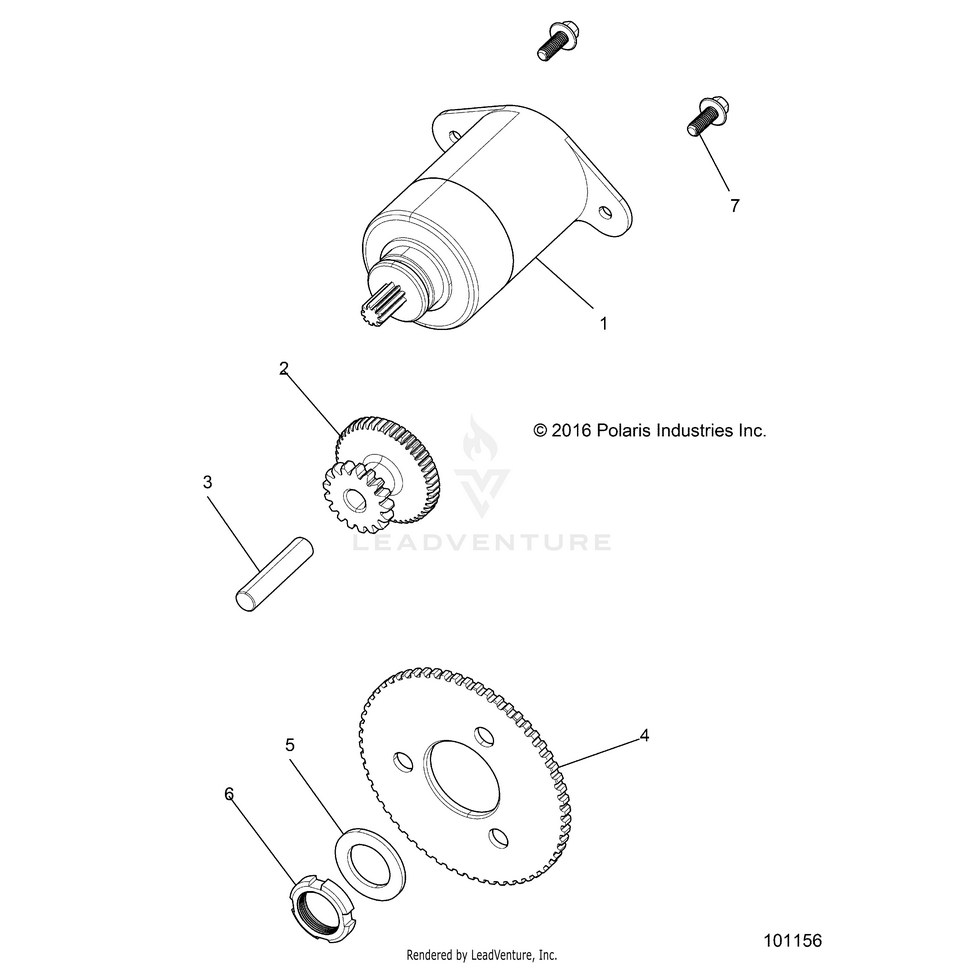 An Image of a Genuine Polaris Parts Schematic Diagram showing the schematic - ENGINE: STARTER MOTOR - 2022 POLARIS RANGER 150 EFI
