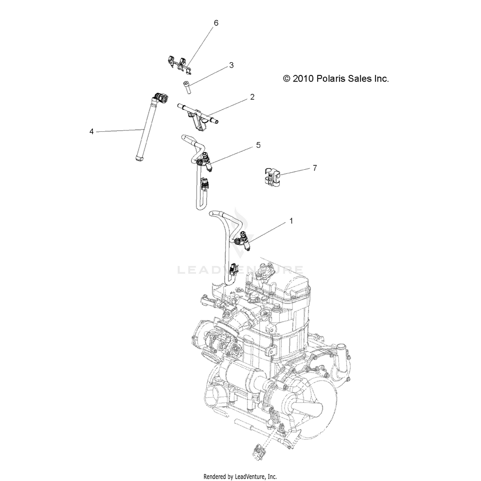An Image of a Genuine Polaris Parts Schematic Diagram showing the schematic - ENGINE: FUEL INJECTOR - 2015 POLARIS RANGER 800 6X6