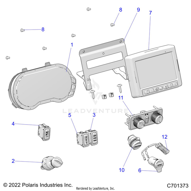 An Image of a Genuine Polaris Parts Schematic Diagram showing the schematic - ELECTRICAL: DASH INSTRUMENTS - 2022 POLARIS RANGER CREW XP 1000 NORTHSTAR ULTIMATE