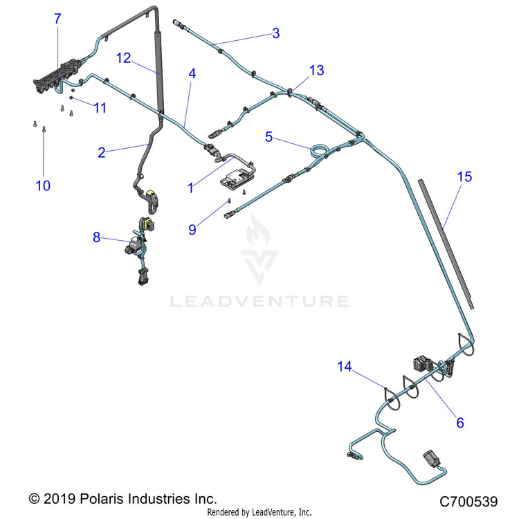 An Image of a Genuine Polaris Parts Schematic Diagram showing the schematic - ELECTRICAL: ROOF PREM PREP - 2019 POLARIS RANGER CREW XP 1000 NORTHSTAR FACTORY CHOICE