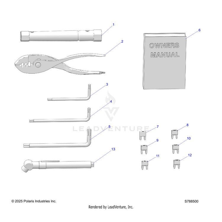 An Image of a Genuine Polaris Parts Schematic Diagram showing the schematic - REFERENCE: TOOL KIT & OWNERS MANUALS - 2026 POLARIS RANGER 1000