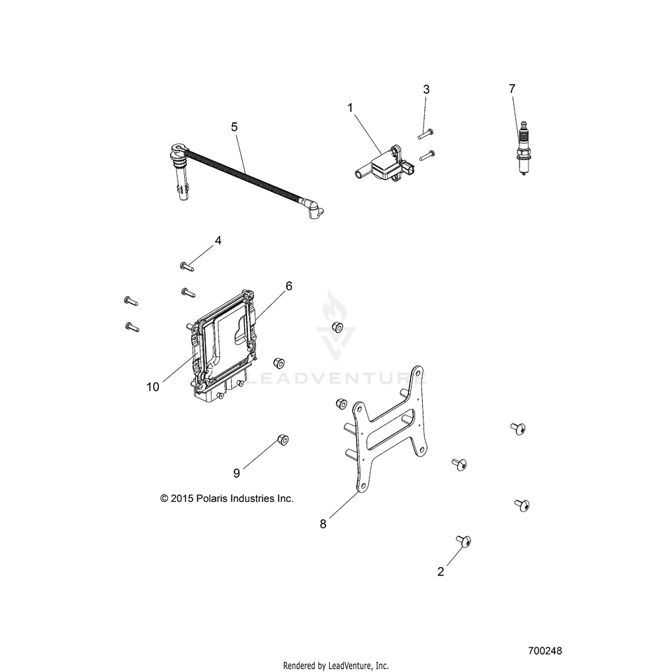 An Image of a Genuine Polaris Parts Schematic Diagram showing the schematic - ELECTRICAL: IGNITION - 2016 POLARIS RANGER 570