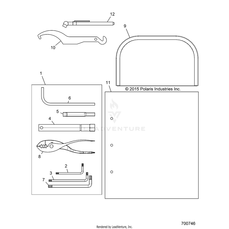 An Image of a Genuine Polaris Parts Schematic Diagram showing the schematic - REFERENCE: OWNERS MANUAL & TOOL KIT - 2018 POLARIS RANGER CREW 570 FULL SIZE