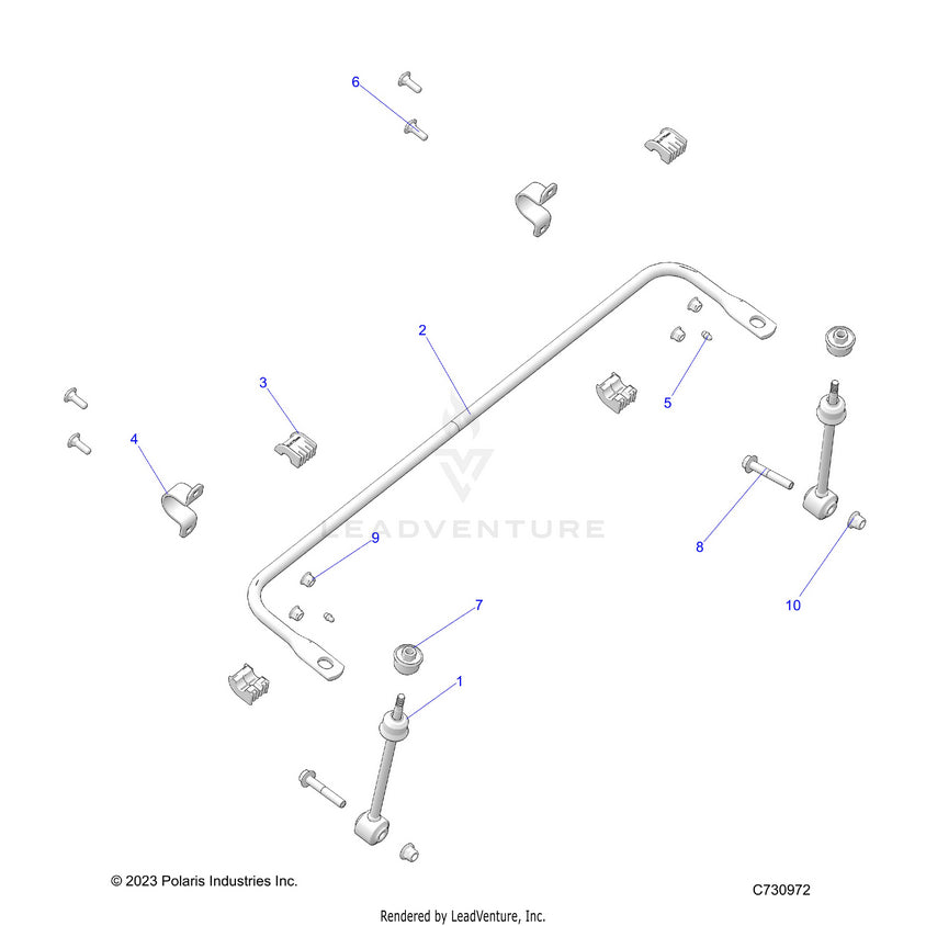 An Image of a Genuine Polaris Parts Schematic Diagram showing the schematic - SUSPENSION: FRONT STABILIZER BAR - 2024 POLARIS RANGER EV FULL SIZE PREMIUM