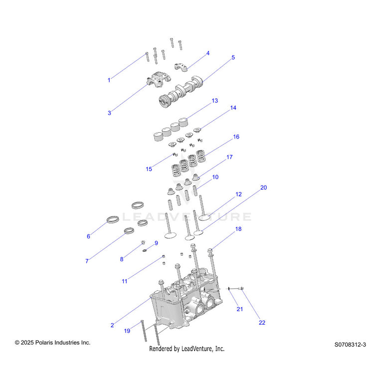 An Image of a Genuine Polaris Parts Schematic Diagram showing the schematic - ENGINE: CYLINDER HEAD & VALVES - 2026 POLARIS RANGER 1000 CREW