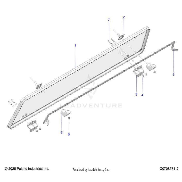 An Image of a Genuine Polaris Parts Schematic Diagram showing the schematic - BODY: REAR WINDOW ASM. - 2025 POLARIS XPEDITION XP5 NORTHSTAR