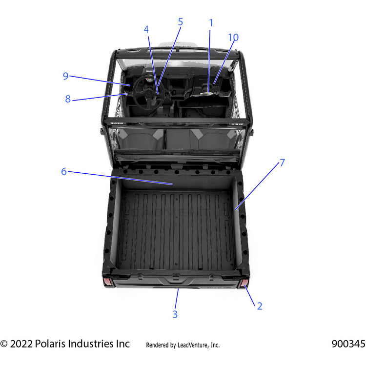 An Image of a Genuine Polaris Parts Schematic Diagram showing the schematic - BODY: DECALS GENERAL - 2022 POLARIS RANGER 500