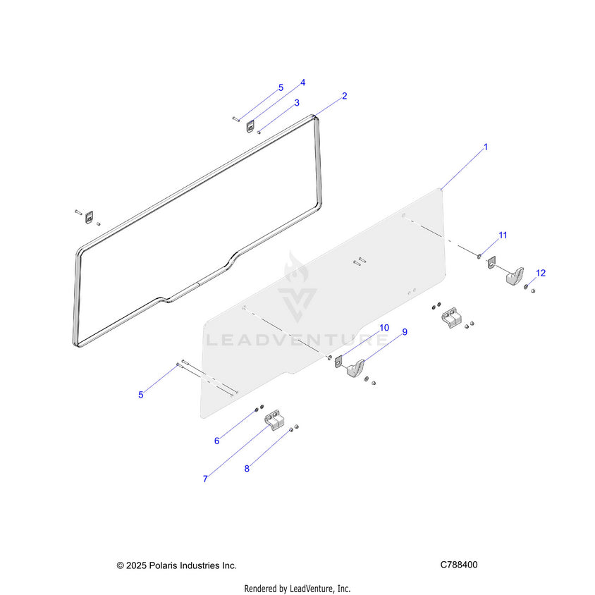 An Image of a Genuine Polaris Parts Schematic Diagram showing the schematic - BODY: REAR WINDOW - 2025 POLARIS RANGER 1000 XP NORTHSTAR ULTIMATE TRAIL BOSS