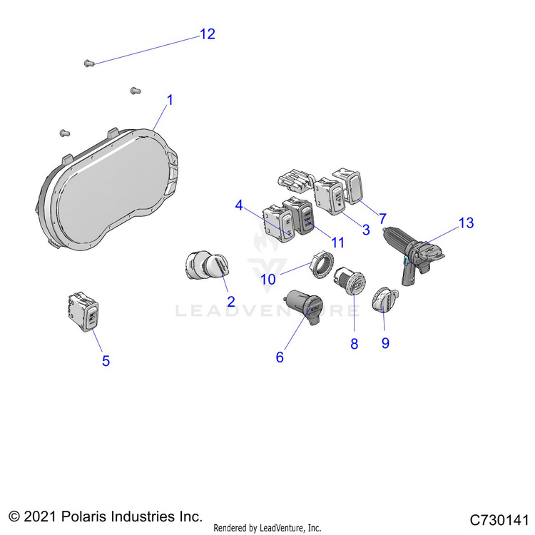 An Image of a Genuine Polaris Parts Schematic Diagram showing the schematic - ELECTRICAL: DASH INSTRUMENTS - 2022 POLARIS RANGER XP 1000 WATERFOWL EVAP