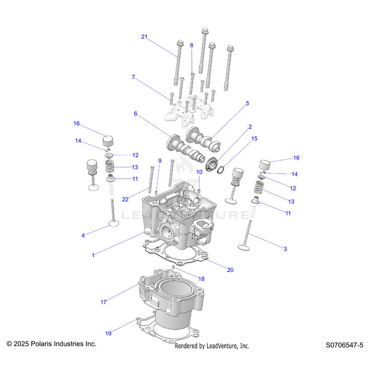 An Image of a Genuine Polaris Parts Schematic Diagram showing the schematic - ENGINE: CYLINDER HEAD CAMS & VALVES - 2026 POLARIS RANGER 570 EPS