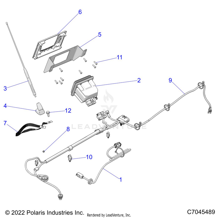 An Image of a Genuine Polaris Parts Schematic Diagram showing the schematic - ELECTRICAL: AUDIO STANDARD - 2022 POLARIS GENERAL 1000 DELUXE EPS