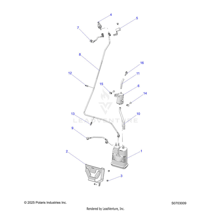 An Image of a Genuine Polaris Parts Schematic Diagram showing the schematic - FUEL: SYSTEM EVAP - 2026 POLARIS RANGER 1000