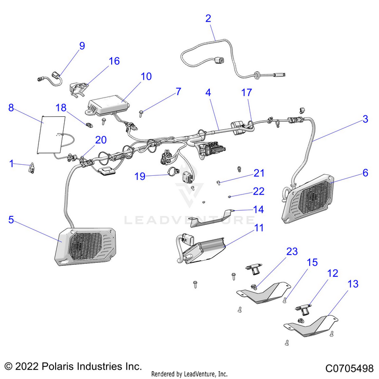 An Image of a Genuine Polaris Parts Schematic Diagram showing the schematic - ELECTRICAL: DASH INSTRUMENTS RIDE COMMAND - 2024 POLARIS RANGER 1000 XP CREW NORTHSTAR ULTIMATE TRAIL BOSS