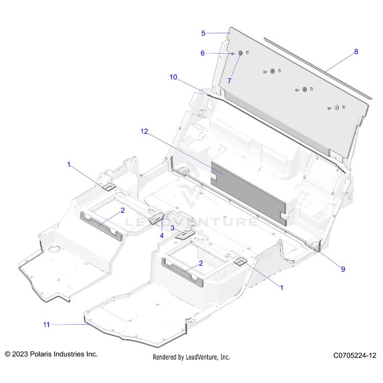 An Image of a Genuine Polaris Parts Schematic Diagram showing the schematic - BODY: FOAM AND LINER - 2024 POLARIS XPEDITION XP5 NORTHSTAR