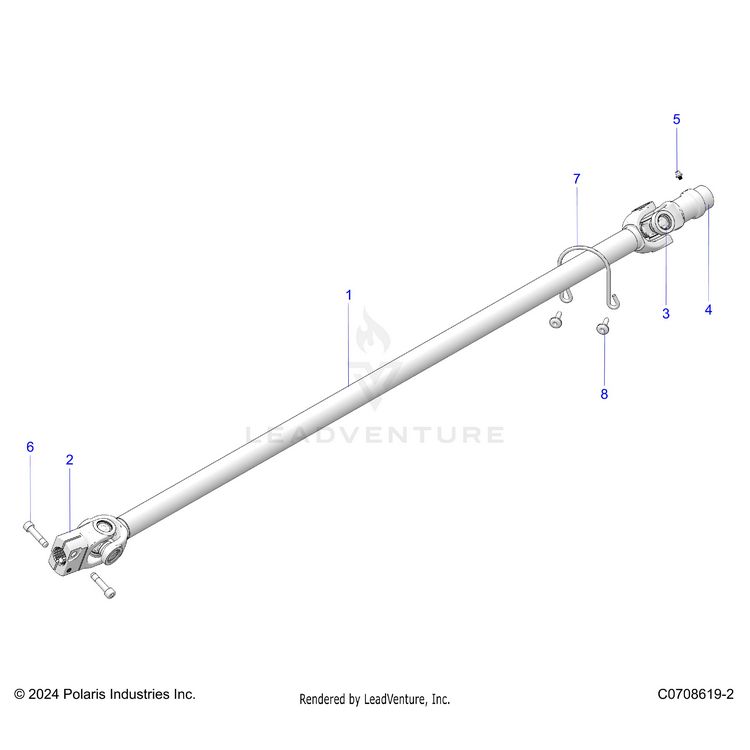 An Image of a Genuine Polaris Parts Schematic Diagram showing the schematic - DRIVE TRAIN: FRONT PROP SHAFT - 2025 POLARIS XPEDITION XP5 NORTHSTAR
